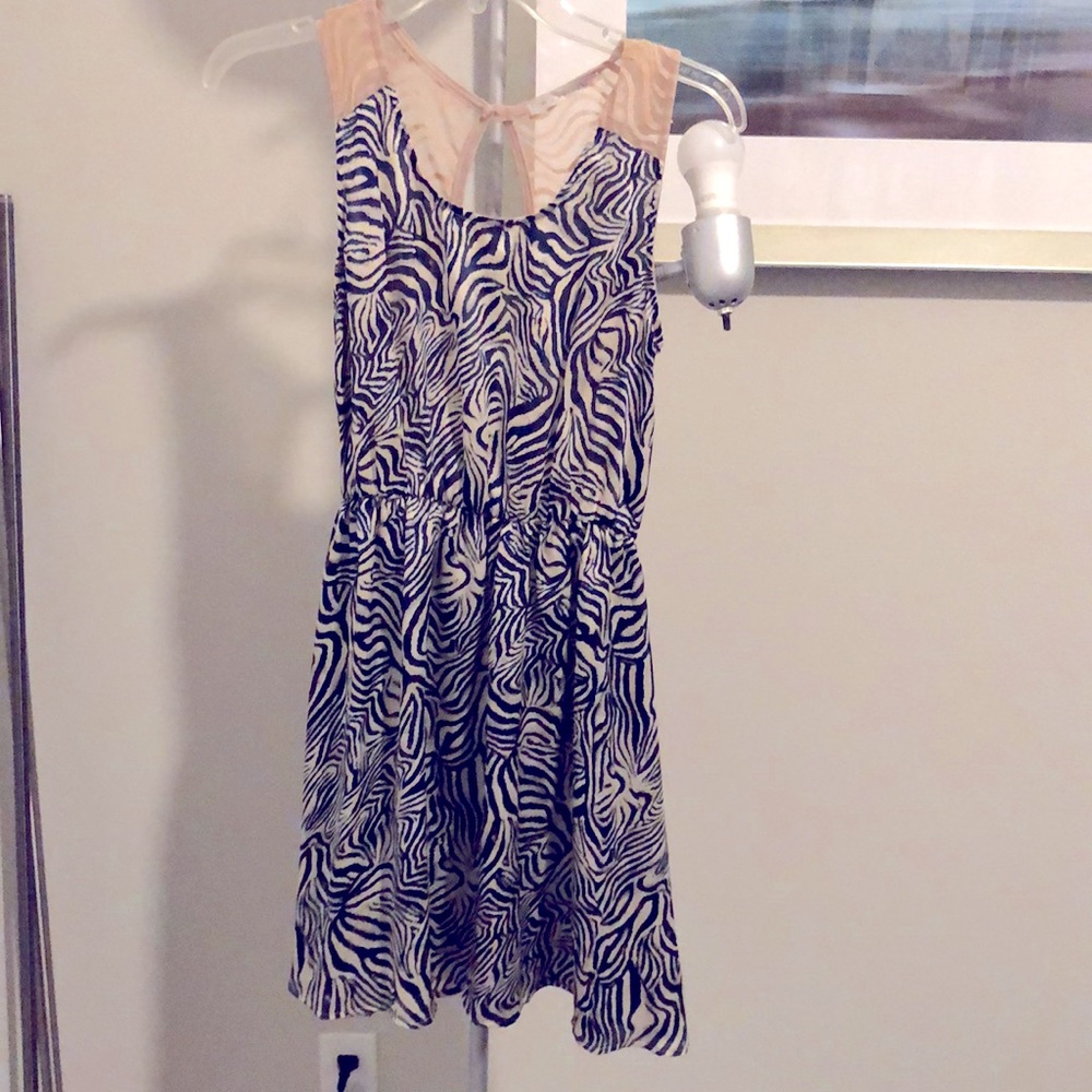 Zebra print sleeveless silk dress